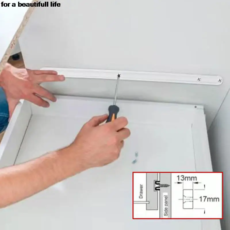 Hot sale 2PCS Plastic Slide Rail Guide Bedside Cabinet Wardrobe Pulley Side Mounted Wheel Slide Rail For Drawer Door