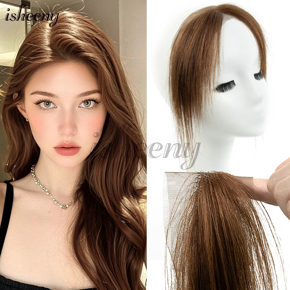 Isheeny Lace Human Hair Sided Bangs 25cm Natural Straight Hair Bangs Hair Pieces 6 Colors Available Black Brown Blonde Hair