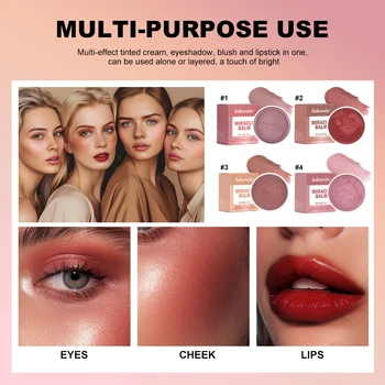 Miracle Downycheek Cream Monochrome Blush Paste Mud Woman New Peach Blush  Eyeshadow Lipstick 3In1 Paste Cheek Women Comstics - Thumbnail 2