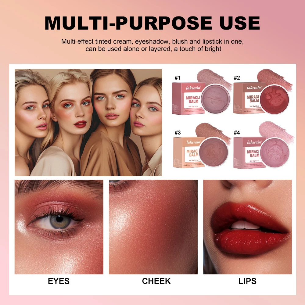 Miracle Downycheek Cream Monochrome Blush Paste Mud Woman New Peach Blush  Eyeshadow Lipstick 3In1 Paste Cheek Women Comstics 2