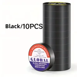Heat - Resistant Black PVC Insulating Tape - Self - Adhesive Electrical Wire Protection for 10M (10 Rolls)