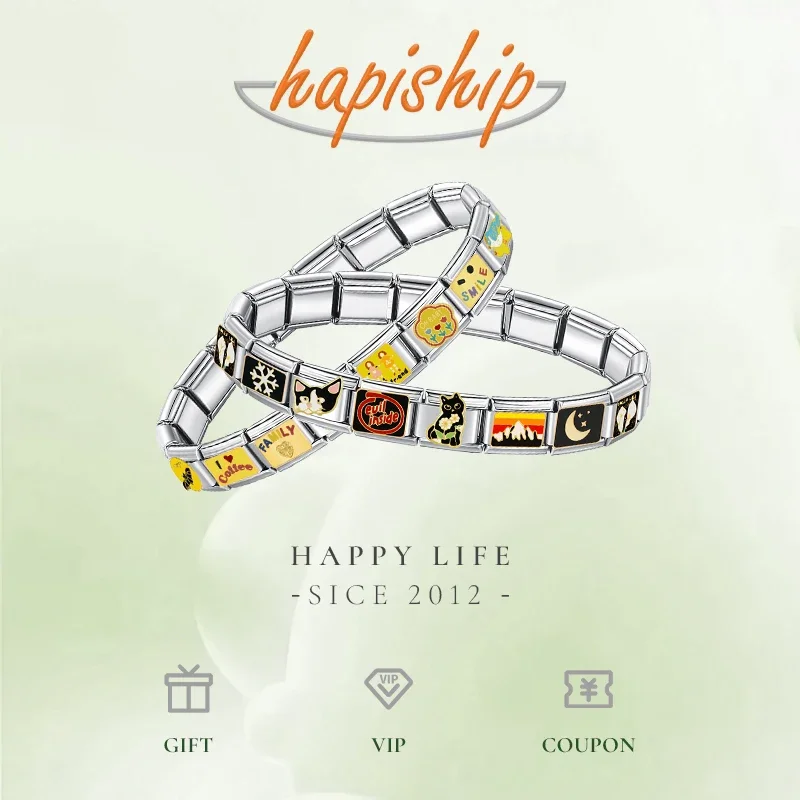 Charm Bracelet Hapiship Daisy Cross Heart Moon Crown CZ Italian Charm Fit 9mm Bracelet Stainless Steel Jewelry Making DJ804