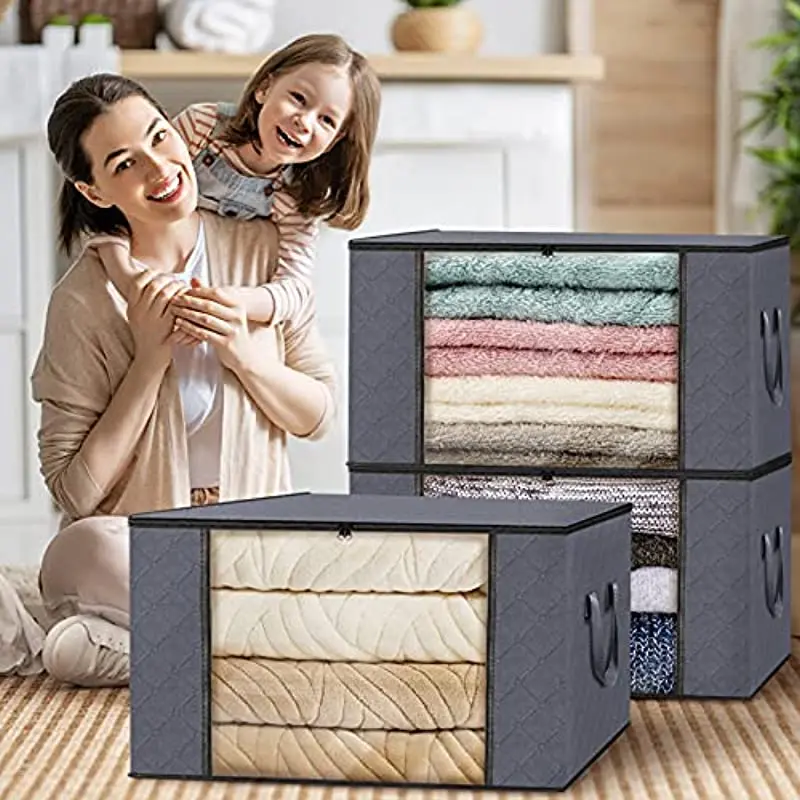 Thickened Non-woven Quilt Storage Bag Clothes Storage Box Travel Portable Storage Box Folding Closet Organizer ForPillow Blanket