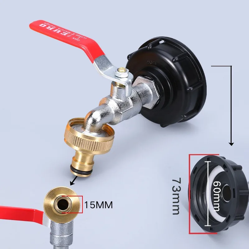 S60x6 Coarse Thread IBC Tank Tap Connecter 1/2'' 3/4'' Water Coupling Adapter 1000L Garden Home Replacement Valve Fitting