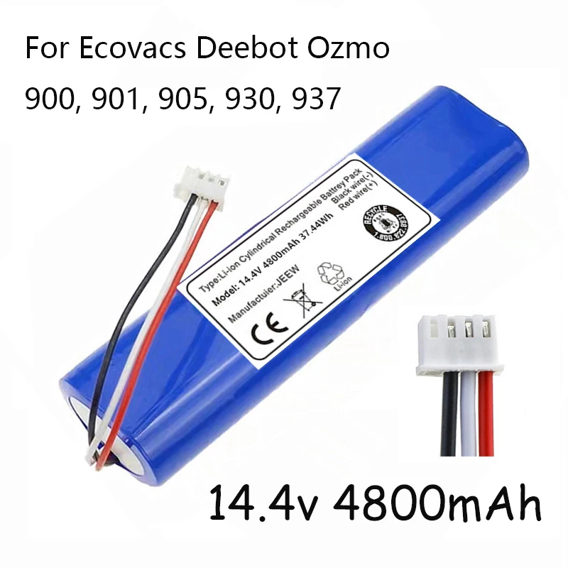 

Free shipping 100% New 14.4V 4800mAh Robot Vacuum Cleaner Battery Pack for Ecovacs Deebot Ozmo 900 901 905 930 937