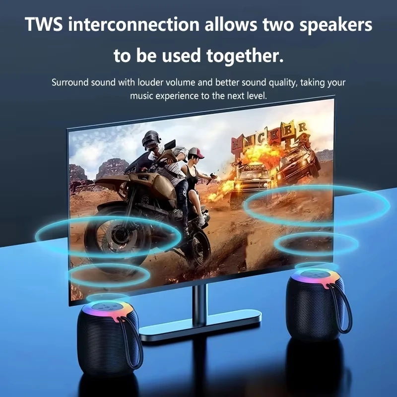 Compact Portable Bluetooth Speaker with Deep Bass and Lanyard - Perfect for Outdoor and Home Use, Travel Must-Have, Great Valentine's Gift