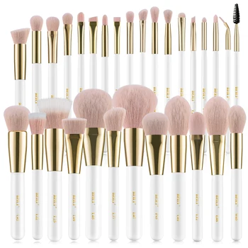 BEILI pennelli per trucco in oro bianco fondotinta professionale pennelli per ombretti in polvere Set di pennelli per trucco sintetico rosa di alta qualità 1