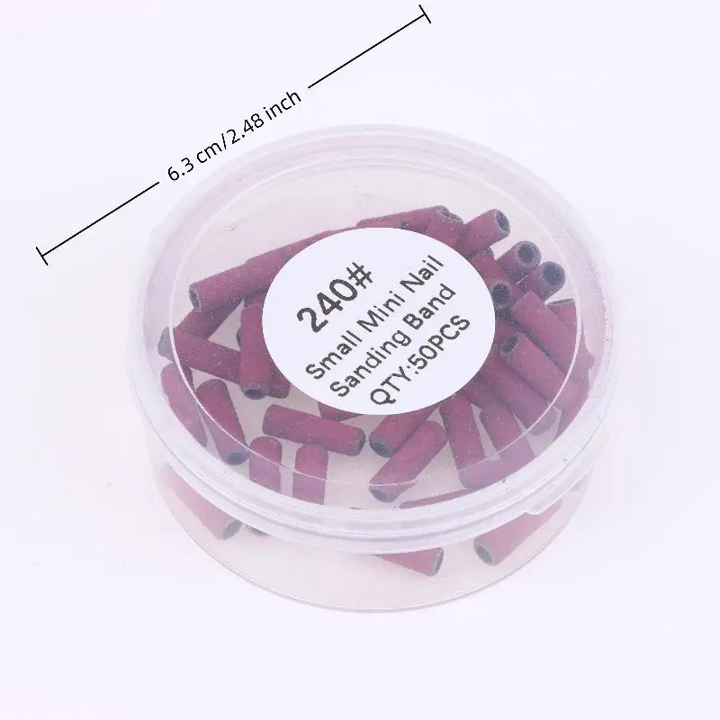 50개 3.1MM 미니 네일 샌딩 밴드 UV 젤 아크릴 폴리쉬 리무버 네일 도구 세트 120/150/180/240 그릿