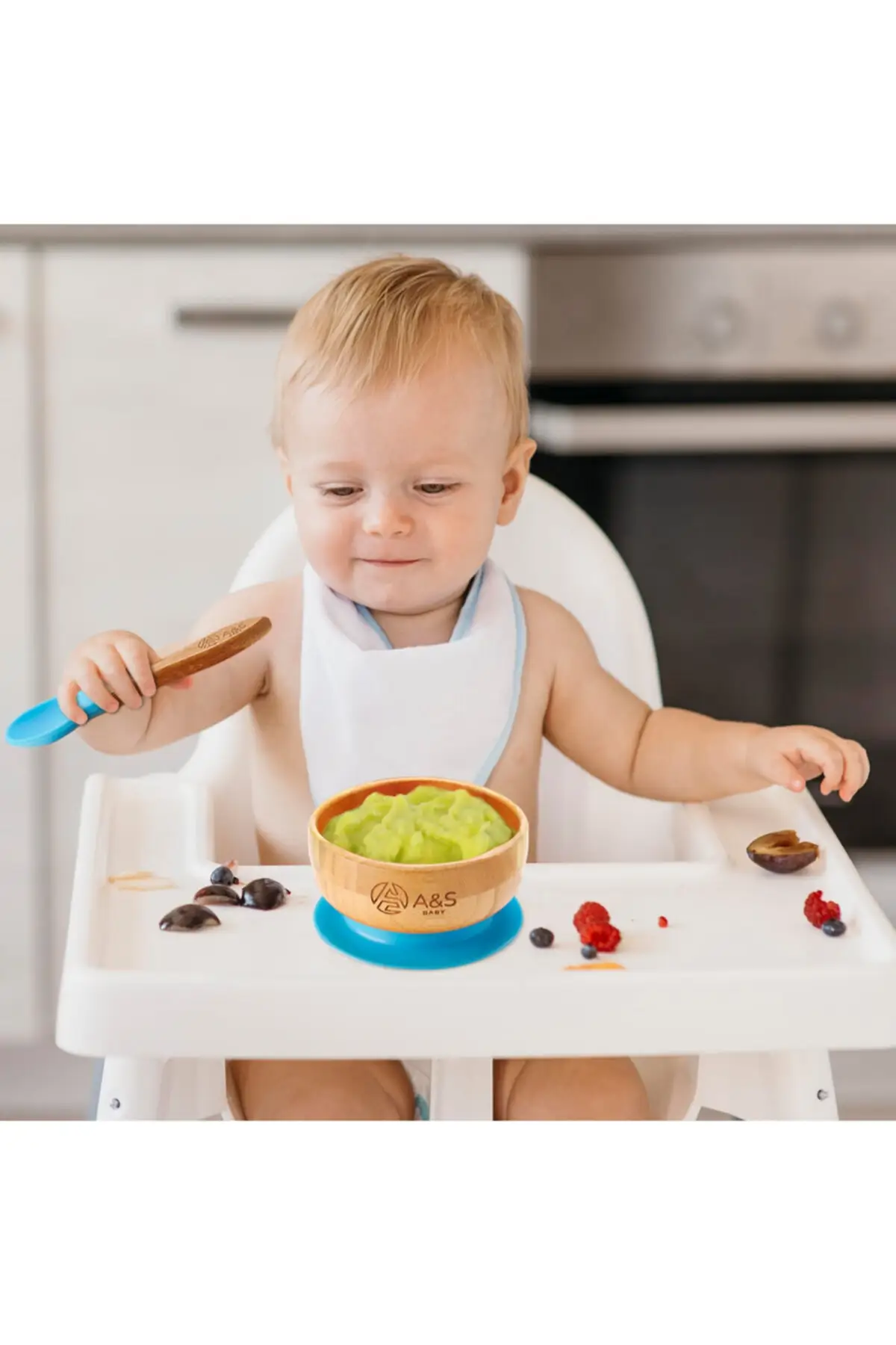 Avanchy Infant Baby Spoons Bamboo and Silicone Set, Self Feeding