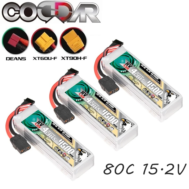 

CODDAR 15.2V 80C 4500mAh 4S LIPO Battery For Align Helicopter 90 Ducted Fixed Wing Multi-Axis Model 15.2V Drones Battery