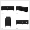 Black TV Stand, Modern TV Consoles for Living Room 65+ Inch TV, Fluted Panel Media Console with Sliding Doors & Ajustable Shelv 4