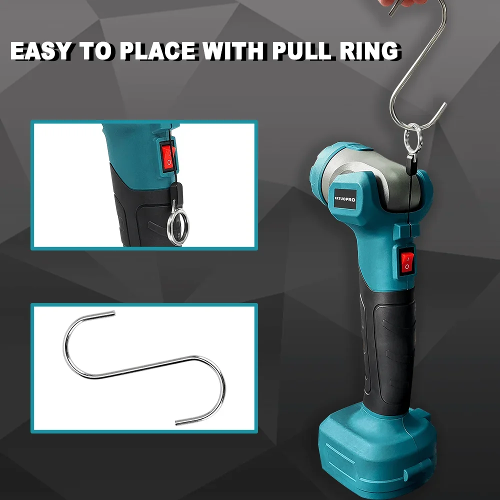 9 Beads Cordless LED Light USB+Type C Base 60-150&deg; Foldable Spotlight Lantern Portable Flashlight For Makita 18V Battery
