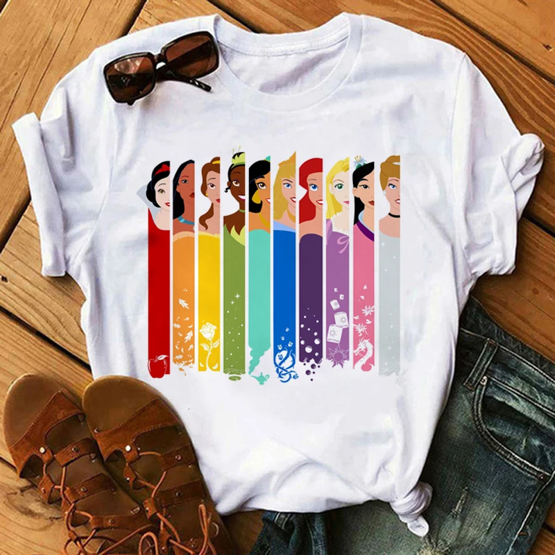 Camiseta Kawaii de princesa de dibujos animados de Disney