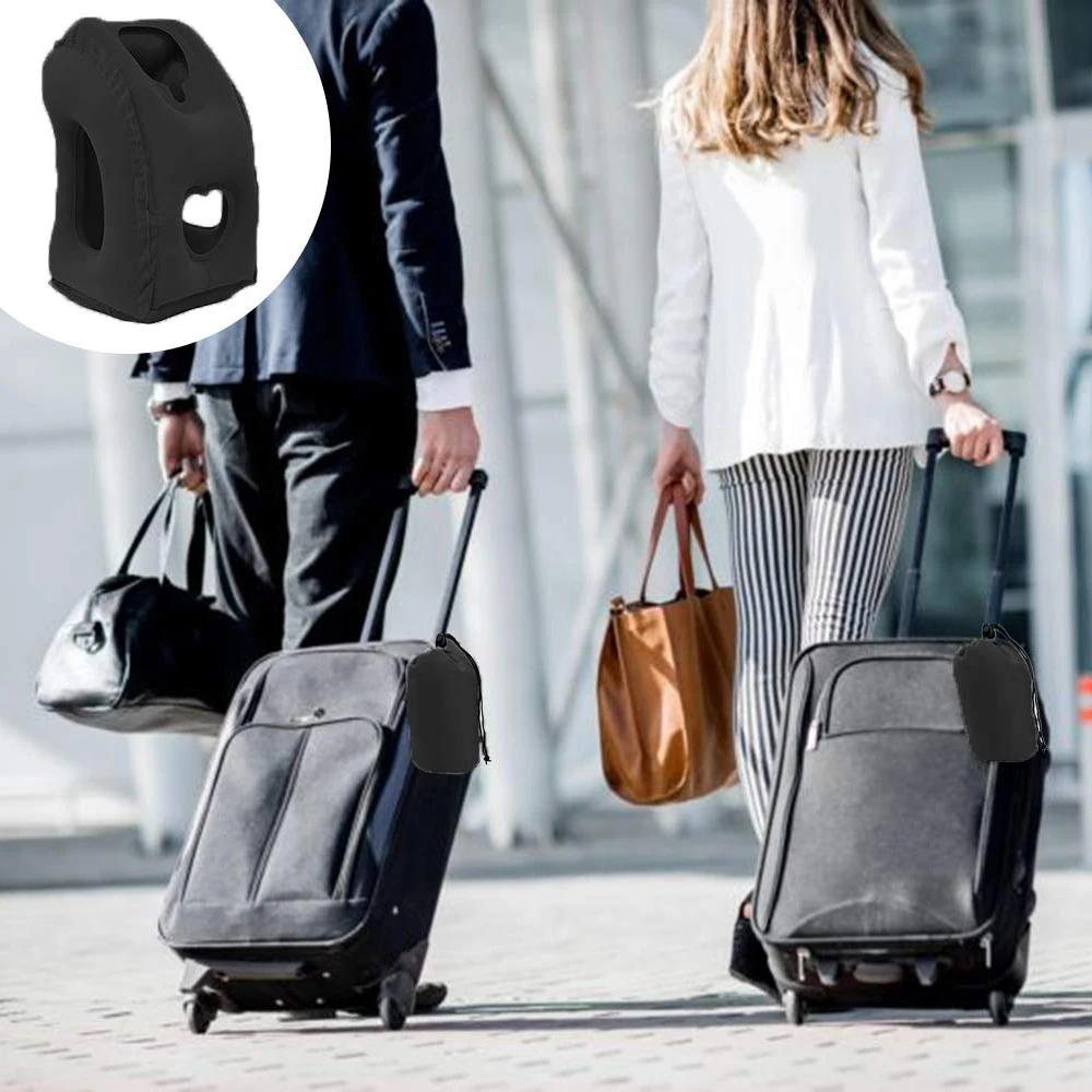 Inflatable Travel Pillow Portable Headrest Sleeping Bag Cushion Chin Neck Support for Outdoor Airplane Train Office and Home Use 3