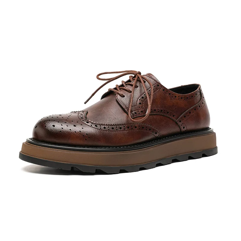 Footwear Brogue Wedge Shoes British Style Men's Fashion Carved - Main Image