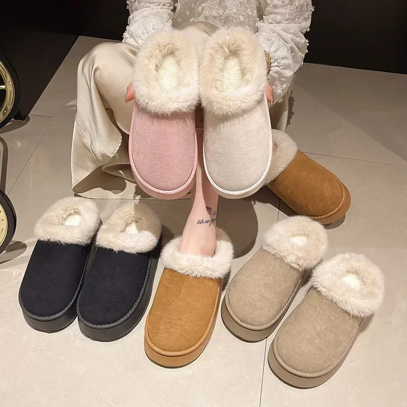 Women Winter Fluffy Faux Fur Snow Boots Female Chunky Platform