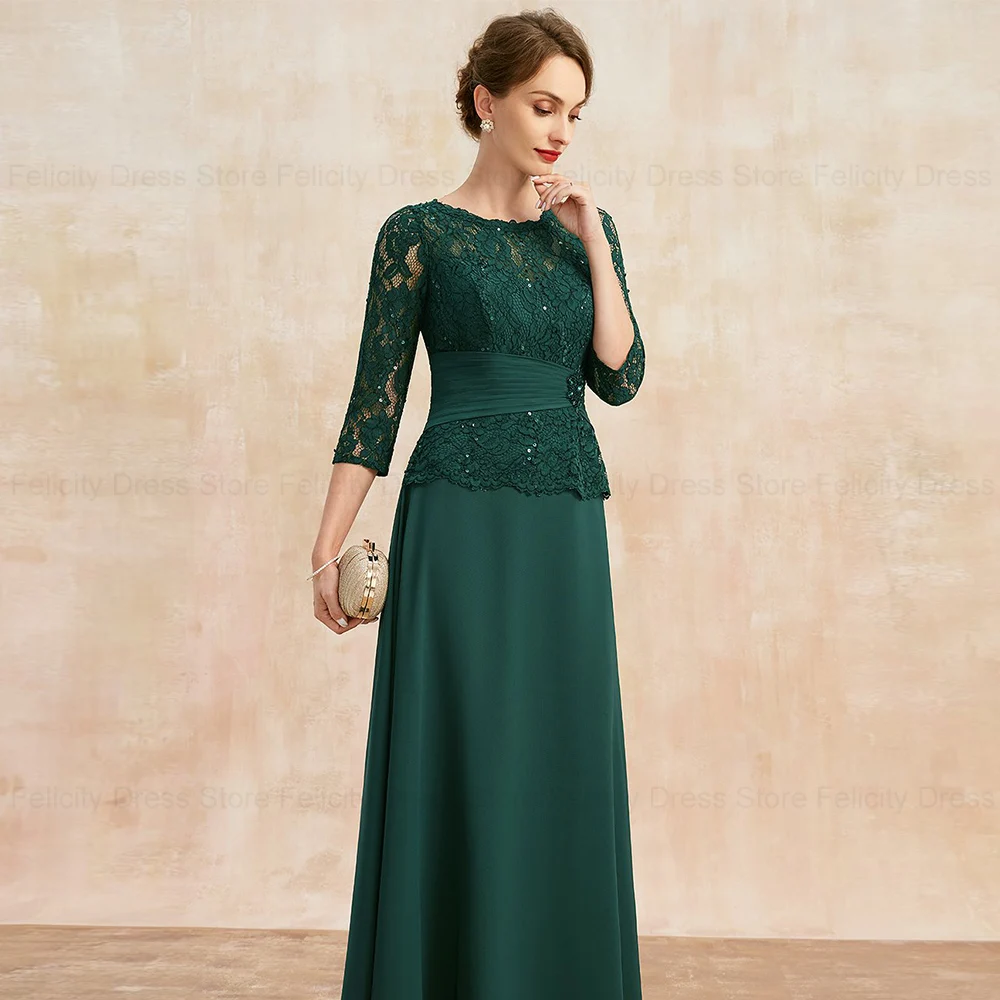 FELICITY Gorgeous Mother of the Bride Dresses A-line Scoop Wedding Party Dresses Chiffon Lace Sequins Formal Occasion Gowns