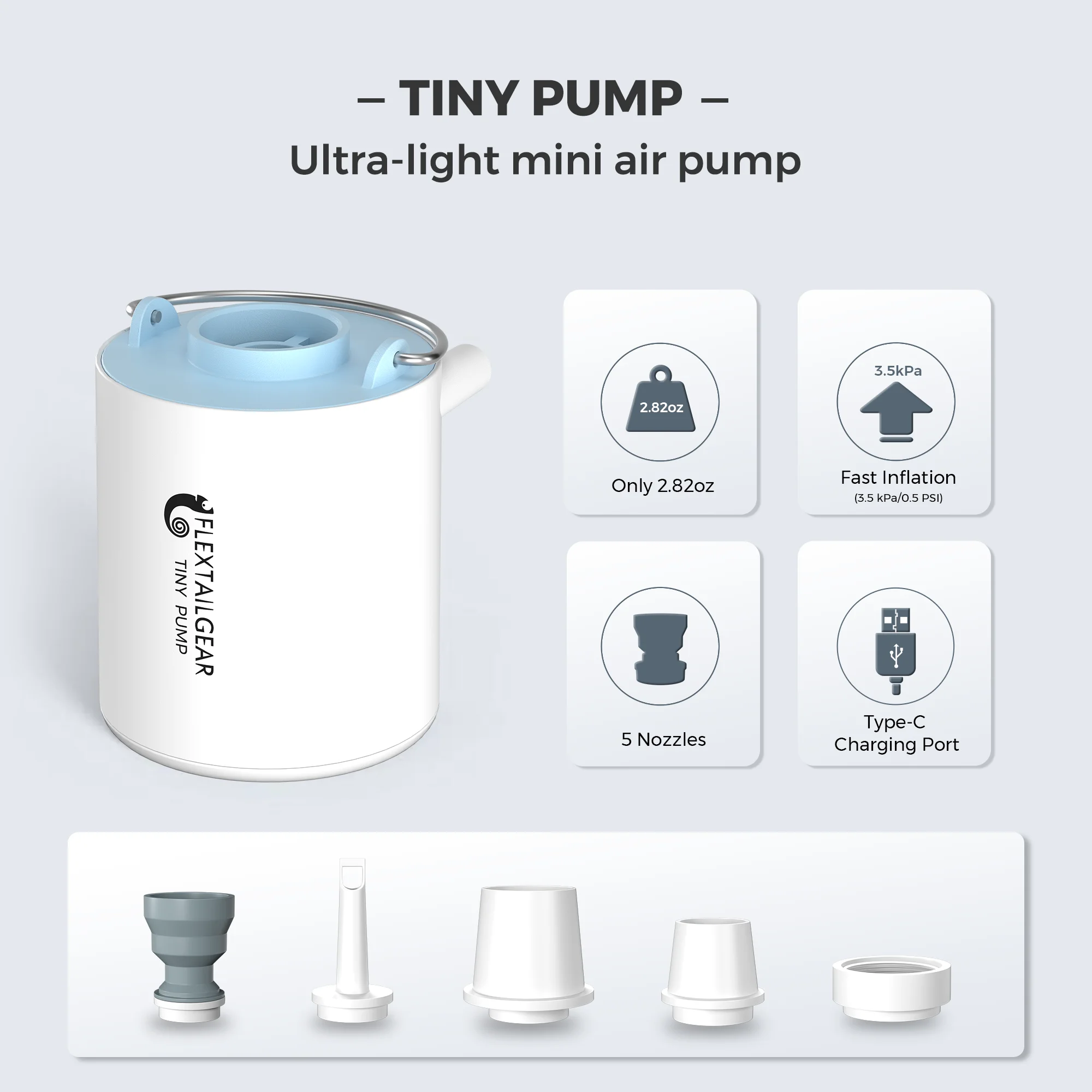 FLEXTAIL TINY PUMP Electric Air Pump Portable Mini Camping Pump Rechargeable For Air Bed Mattress Pool Floats Vacuum Bags air pump electric air pump