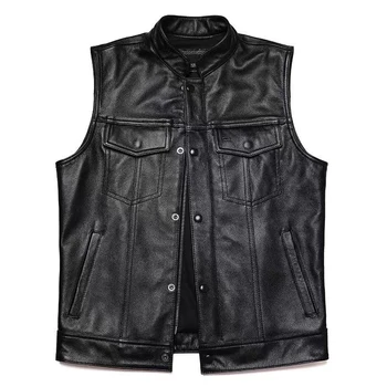 Gilet da uomo in ecopelle autunno inverno classico da uomo colletto alla coreana gilet da motociclista in pelle abbigliamento elegante 1