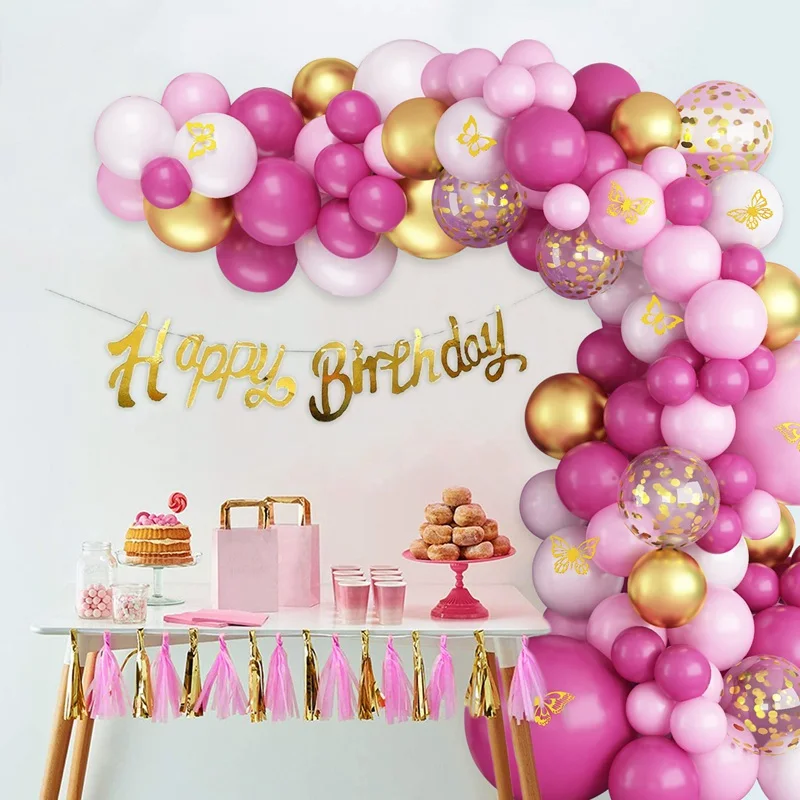 Description Picture 4 of itemPink White Gold Balloon Arch Kit Balloon Garland Bow Balloons Wedding decor Baby Shower Girl Birthday Party Baloon Decoration