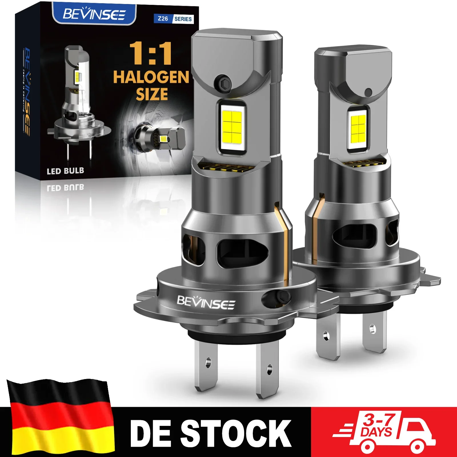 BEVINSEEH7LEDCANBUSBulbSuperBright70W12000LM1:1HalogenSizeH7LEDHeadlightsAutoDiodeLampTurboWireless6000K12V