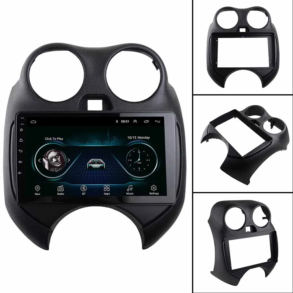 

1pc Car Dashboard Panel Frame Kit Radio Fascia Black ABS For Nissan Micra March K13 2010-2013 Vehicle Interior Parts Door Panels