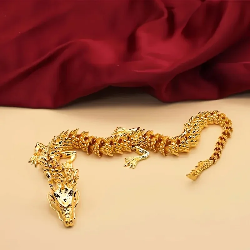 3D alloy golden dragon statue with movable limbs-home desktop decoration symbol of power and good luck