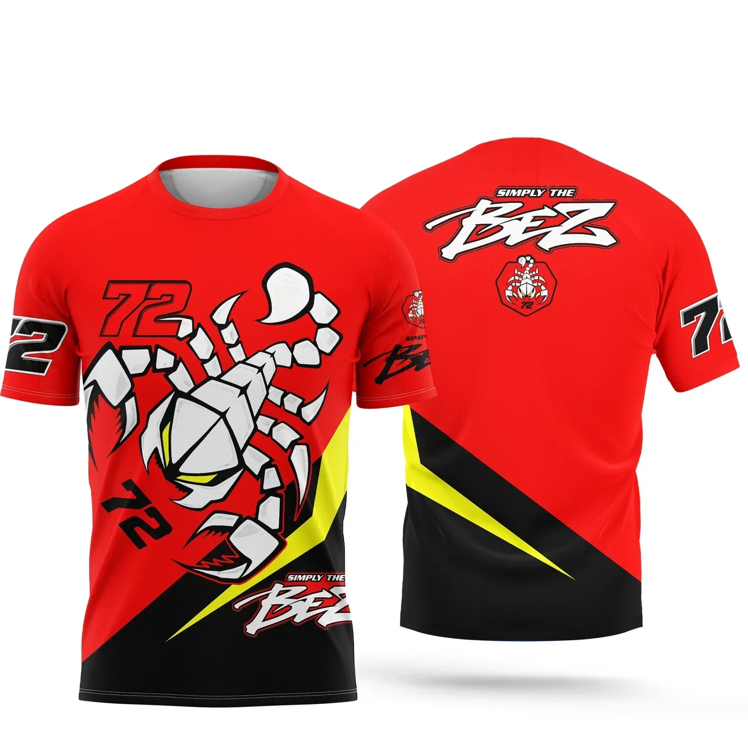 드라이버 No.72 MARCO Bezzecchi 3Dprint 야외 익스트림 스포츠 속건성 통기성 남성 티셔츠 부모-자식 성인 키즈 반팔