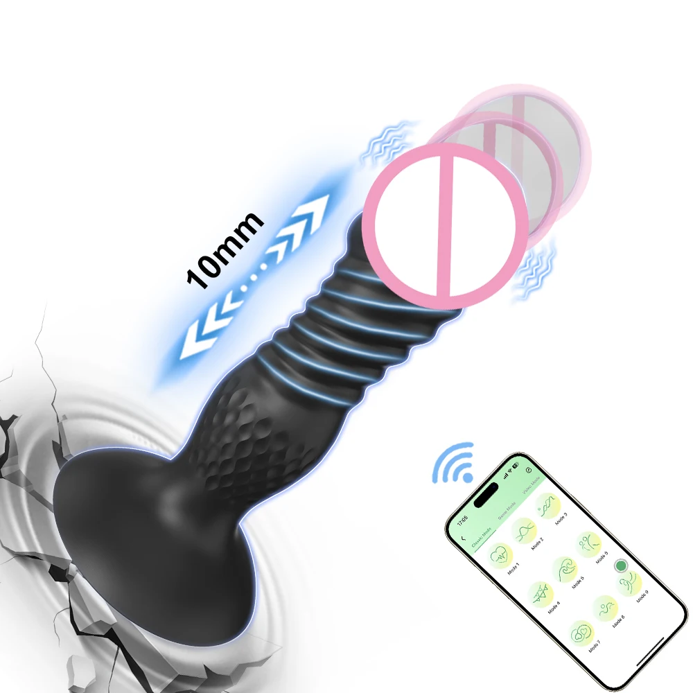 Thrusting Anal Plug Vibrator for Men Prostate Massager Telescopic Anal Beads Vibrating Butt Plug Stimulator Sex Toys for Women