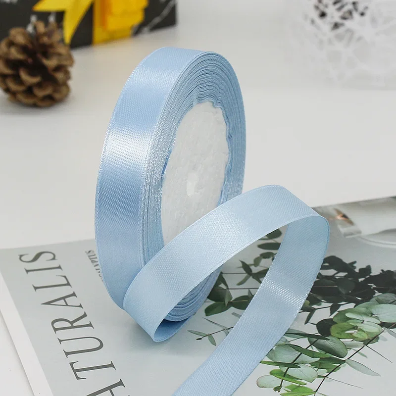 Solid Color Satin Ribbons - Handmade DIY Accessories for Weddings and Gift Wrapping (25 Yards)