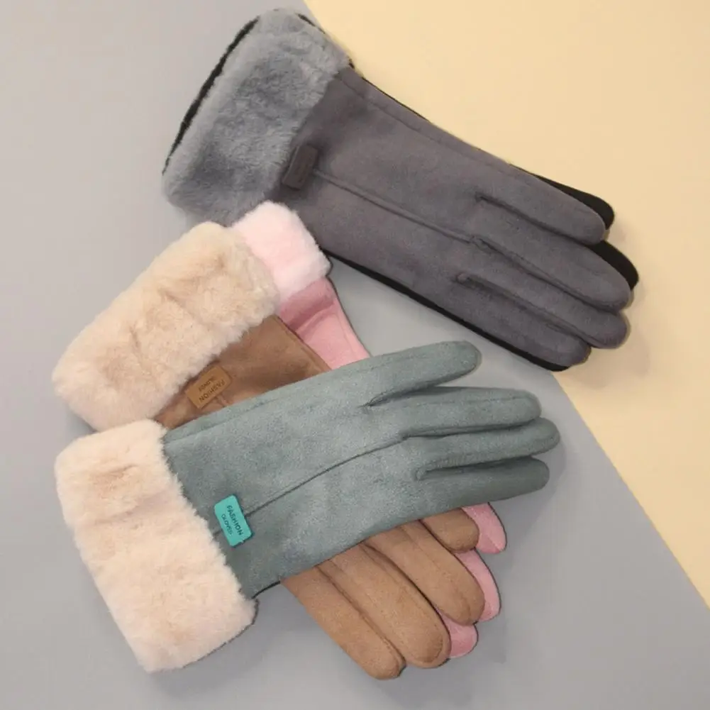 

Женские перчатки, однотонные велосипедные перчатки, зимние теплые женские варежки с пальцами для сенсорного экрана, 1 пара