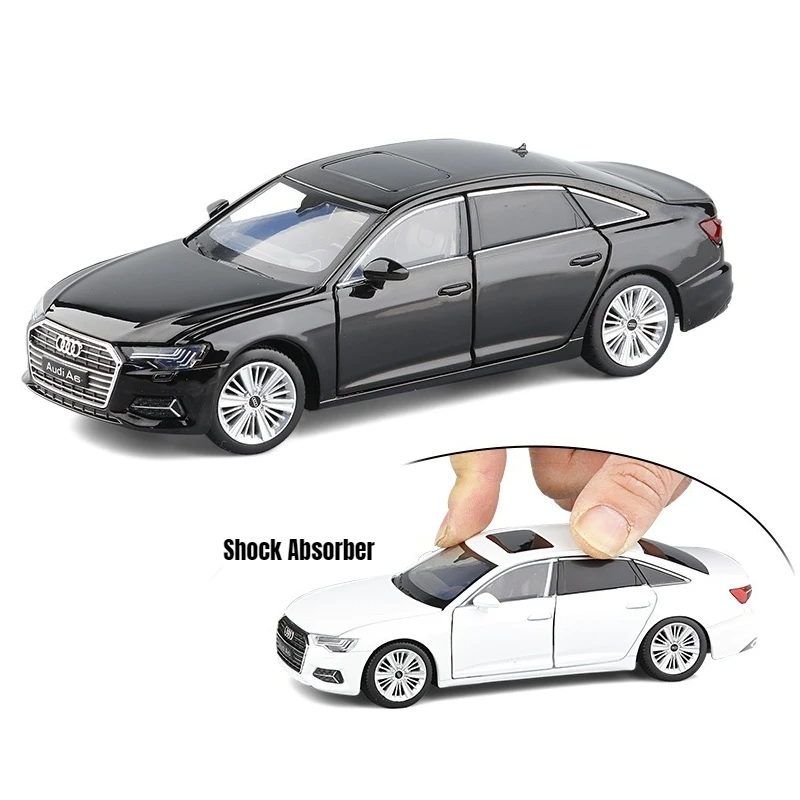 1/32 Audi A6 Quattro Toy Car Model JKM Diecast Alloy Miniature Sound & Light Free Wheels Collection Gift For Children Boys Kid 2