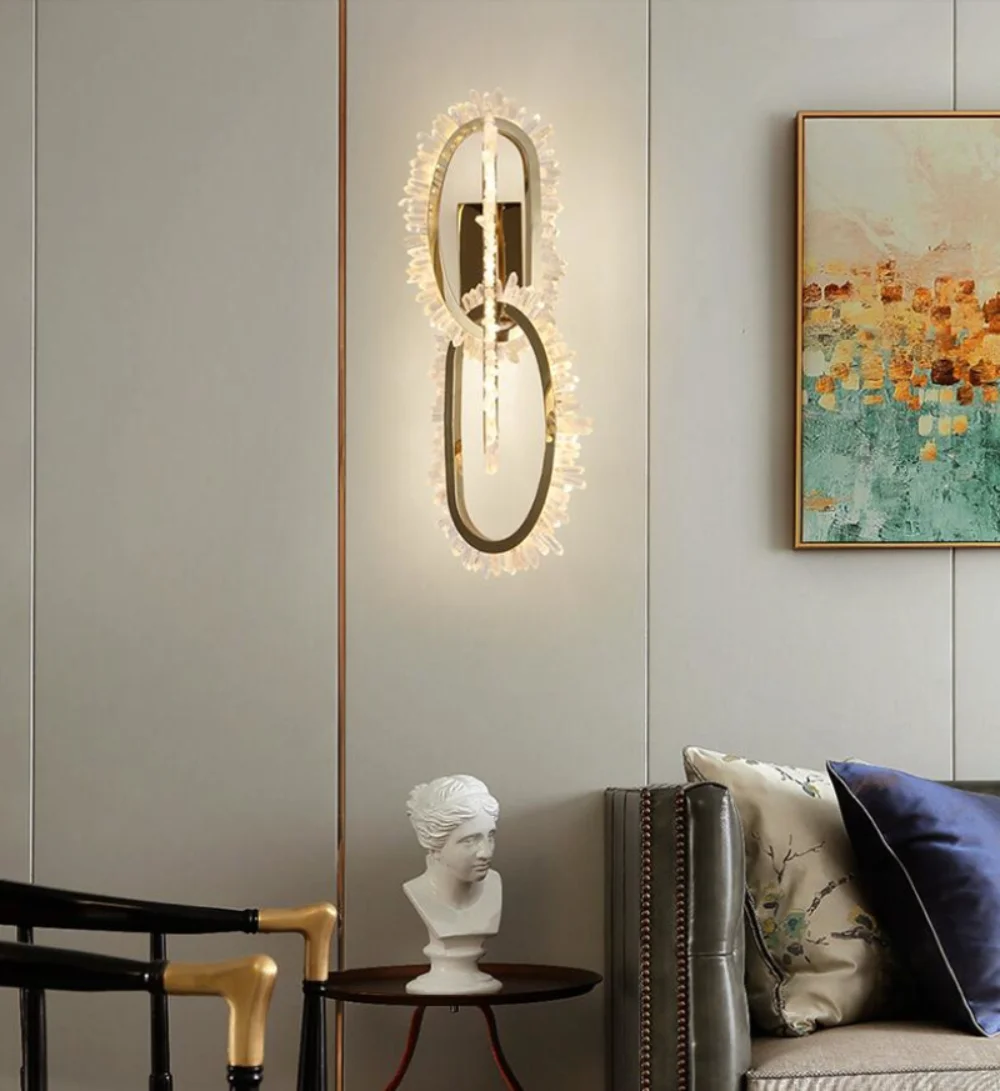 Living room wall lamp luxury crystal lighting stainless steel handmade designer profiled wall decorative lamps