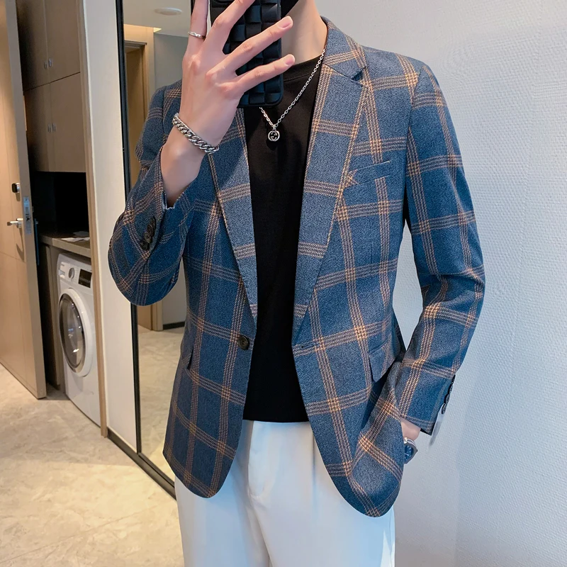 2024 High quality men leisure fashion handsome business trend boutique suit Korean version slim suit single west coat 3