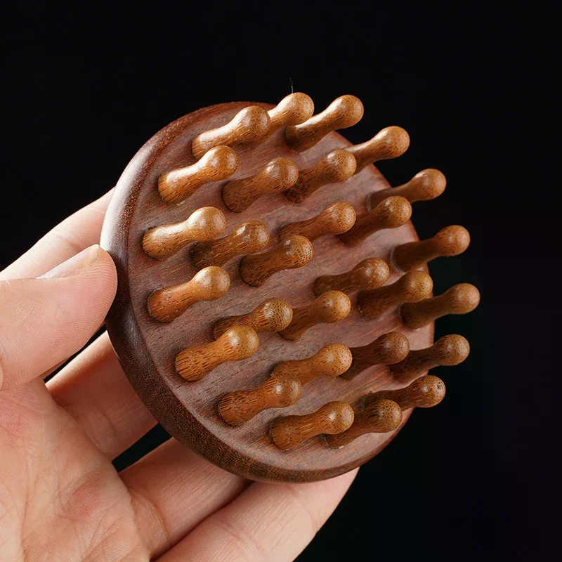 Multi-Functional Massage Comb Massage Tools Portable Circular Tooth Guasha Combs Wood Therapy Scalp Head Massager With Ring