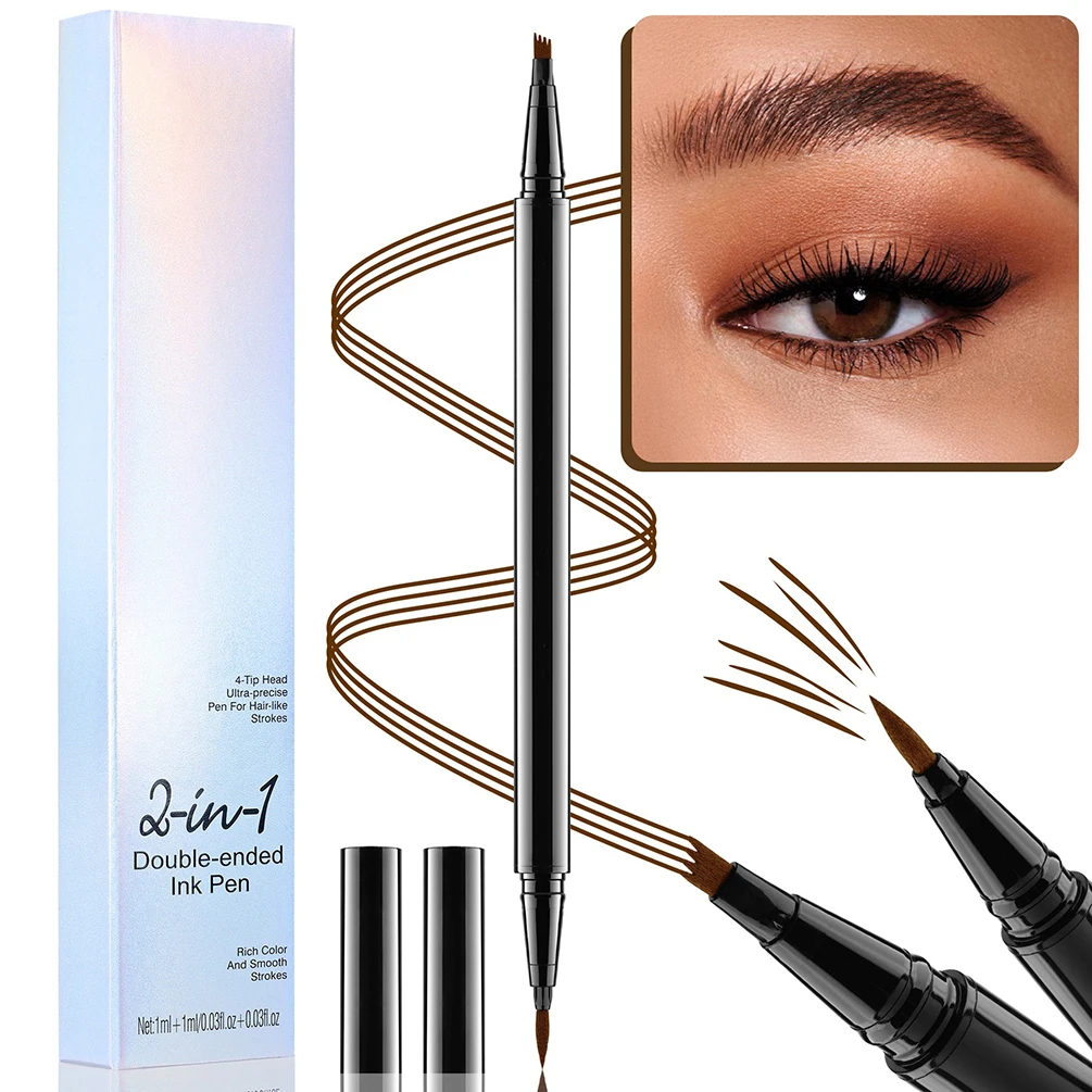 2In1 Liquid Eyebrow Pencil Private Label Waterproof Long-lasting Natural Sweat Proof Non-smudge Custom Logo Makeup Cruelty Free 2