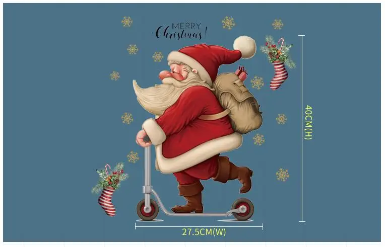 New Christmas Decoration Window Stickers Santa Gifts Merry Christmas Mirror Sticker Xmas Tree Window Glass Sticker New Year 2023