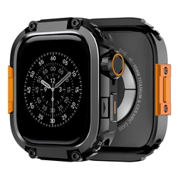 Luxury Alloy Metal Bumper Protector Frame for Smartwatch - 46mm Protective Cover Accessory (Black Orange)