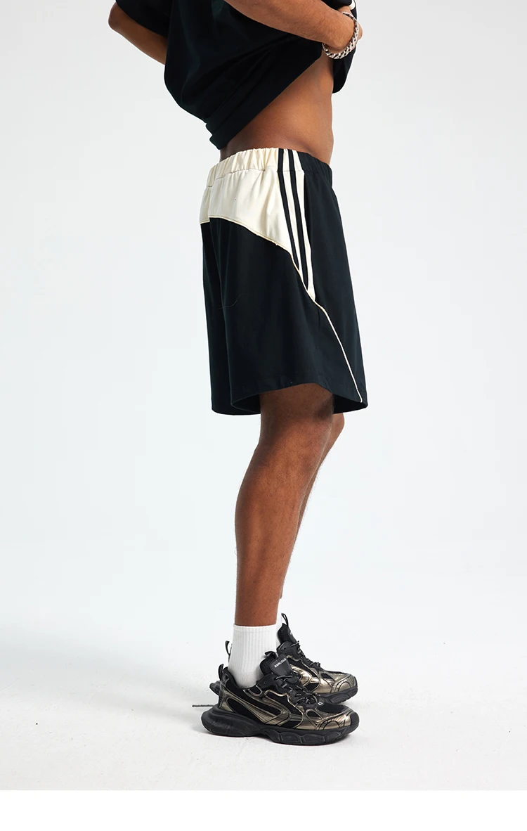 Side-Stripe Patchwork Track Shorts S700419d096a743f5b940c89e5edc6e42S