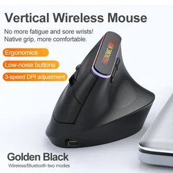 Ergonomic Rechargeable Vertical Bluetooth Wireless Mouse with Adjustable DPI and Multi - Button Design (M820 - Rechargeable - B)