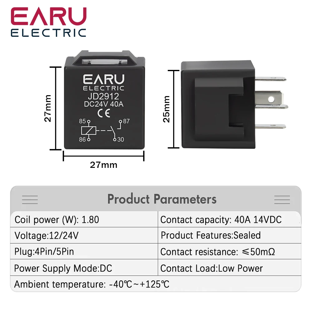 4 5 Pin 4P 5P 40A Waterproof Car Relay Long Life Automotive Relays Normally Open