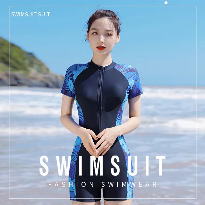 

Swimming suit women's hot spring swimsuit one-piece sports flat angle conservative large size slimming new swimming suit