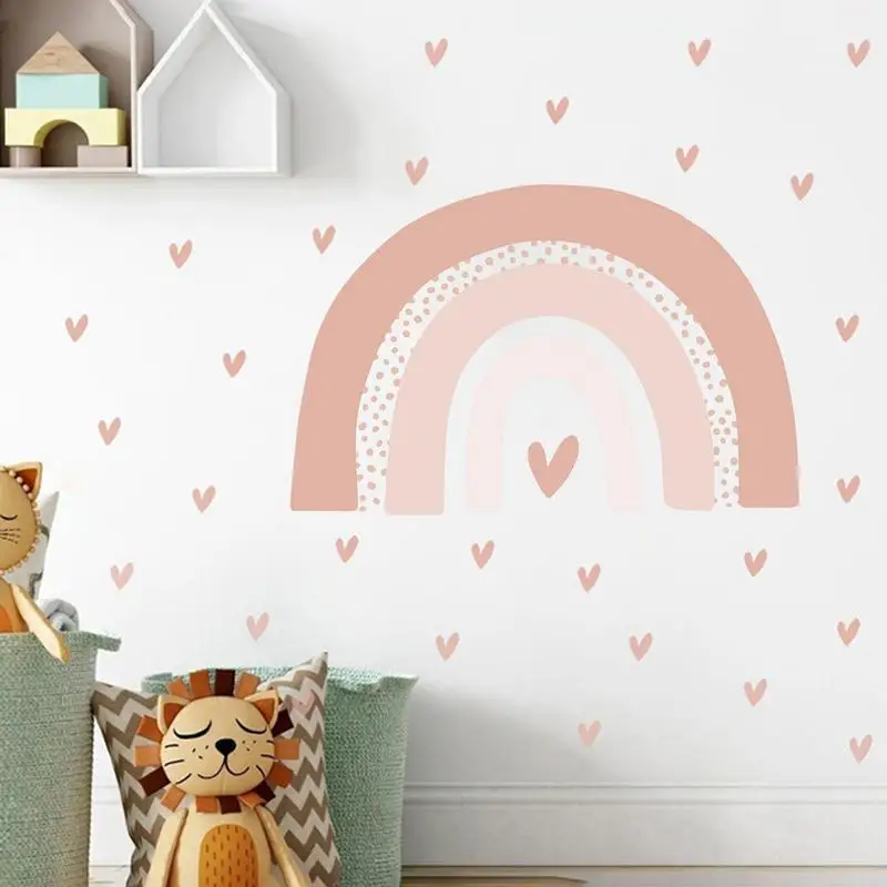 Rainbow Heart Wall Stickers for Kids Rooms