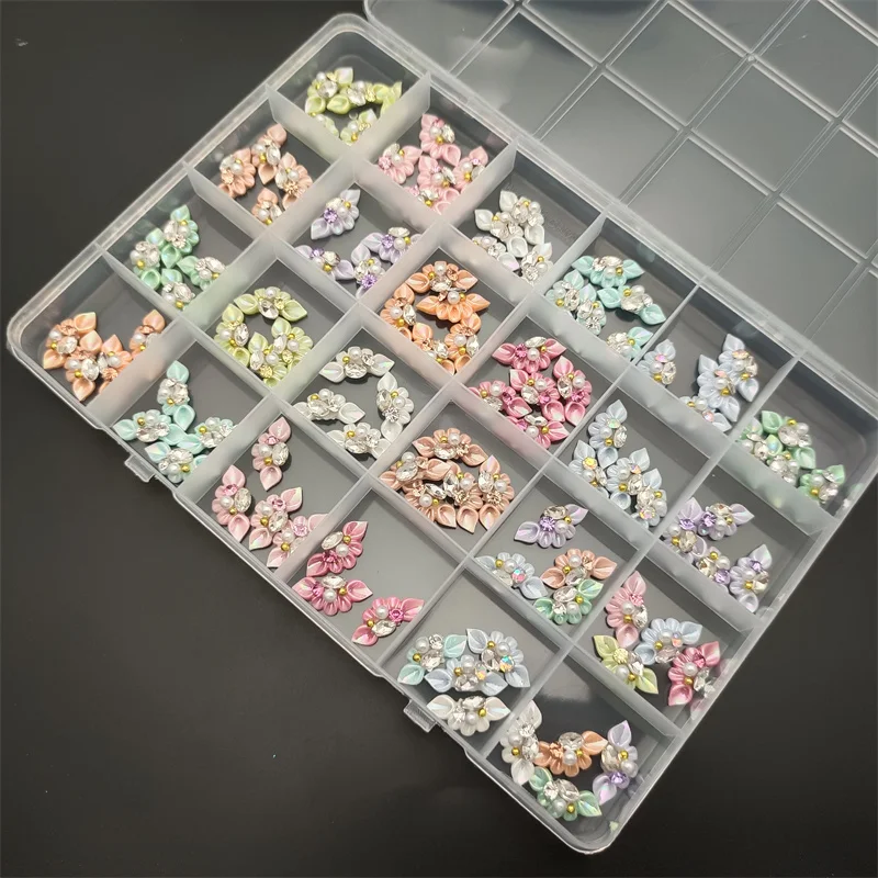 

10pcs 3D Glitter Resin Crystal Nail Art Charms Decorations Carved Flower Nail Rhinestones Jewelry DIY Kawaii Manicure Supplies