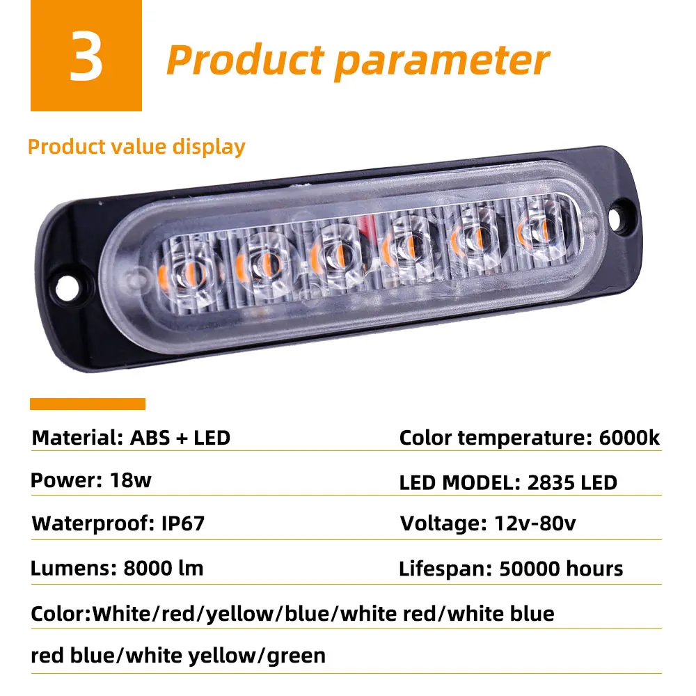 Lumière Stroboscopique Solaire LED - Barre Clignotante Universelle Pour Voiture, Moto, Vélo - Avertissement Et Décoration Extérieure