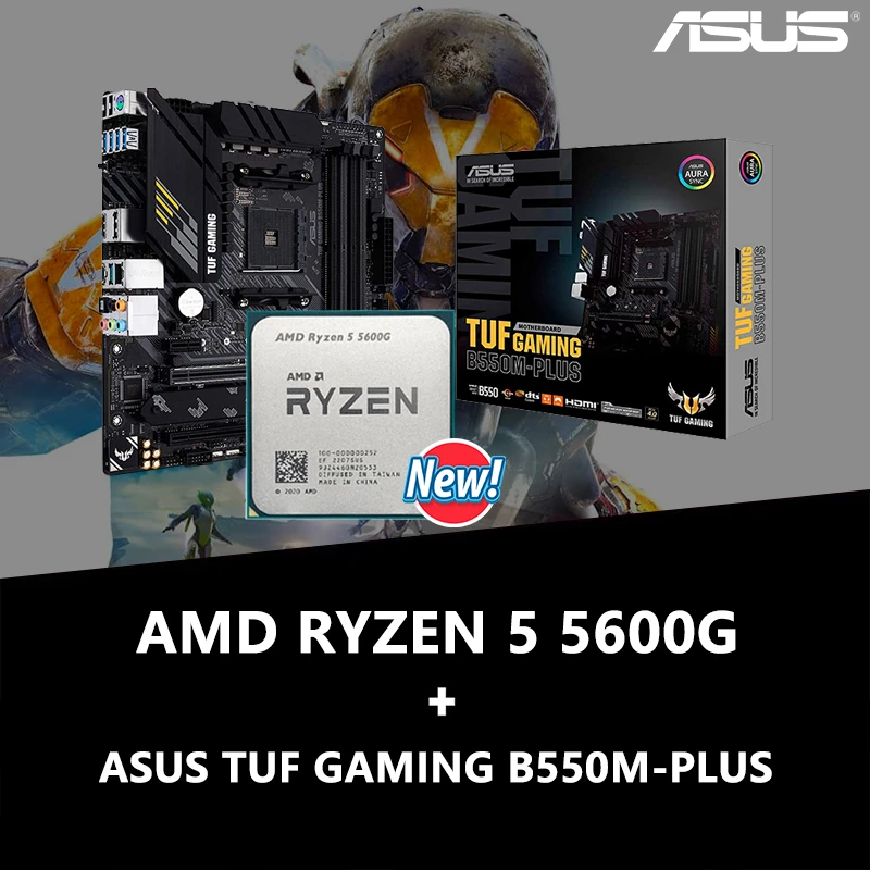 NEUE AMD Ryzen 5 5600G R5 5600G + ASUS TUF GAMING B550M PLUS Micro ATX ...