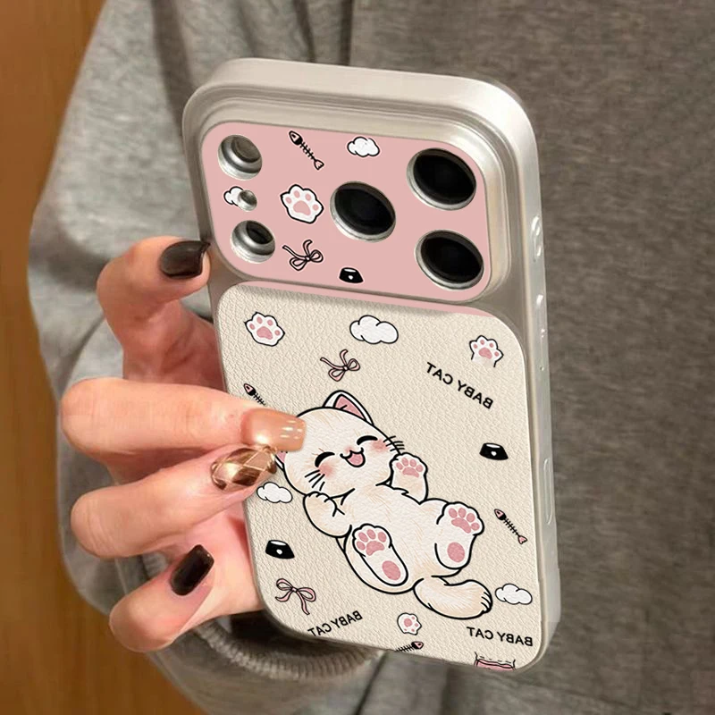 Adorable Pink Paw Polka Dots Cat Phone Case Cover