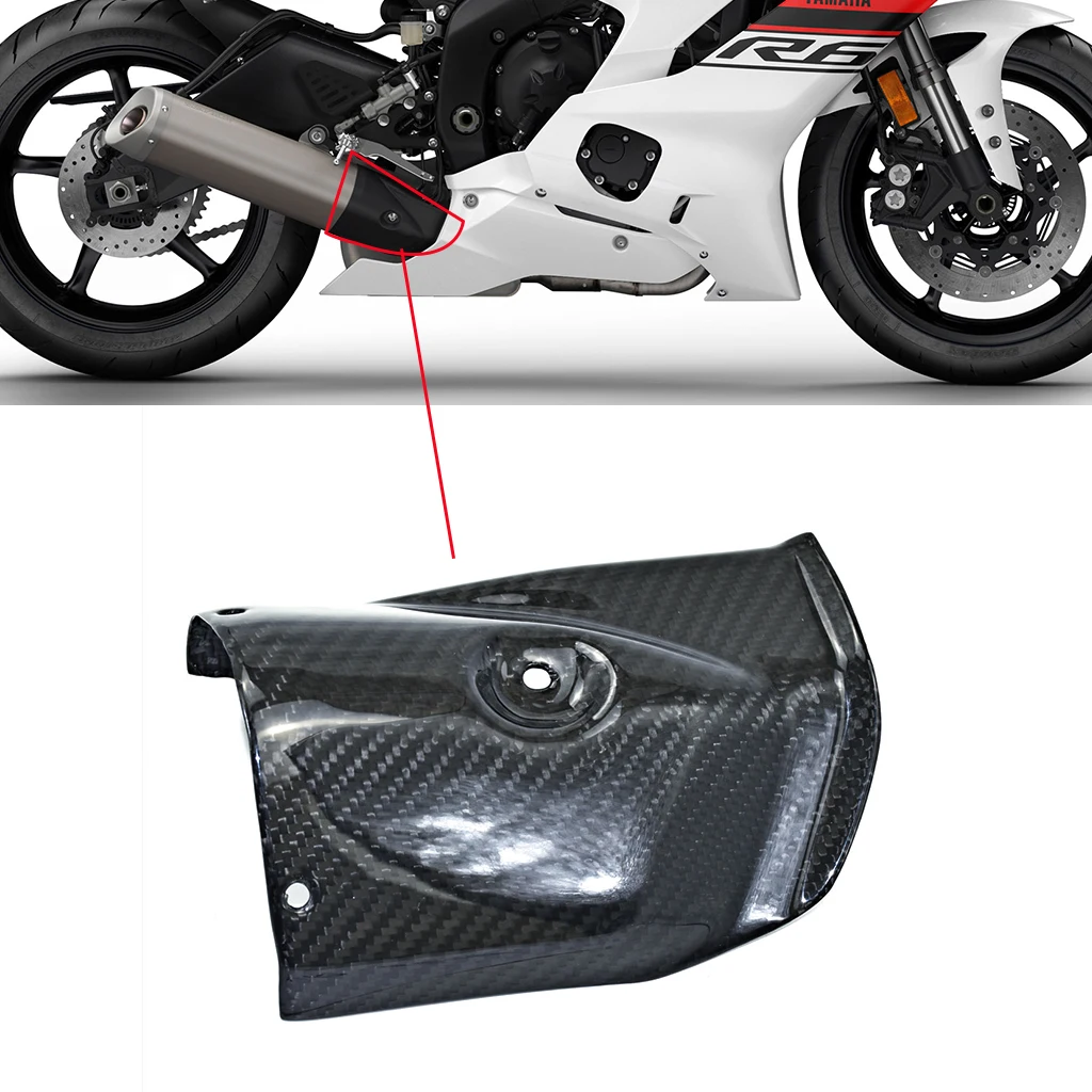 

For YAMAHA R6 2017 2018 2019 2020 2021 2022 100% 3k Carbon Fiber Motorcycle Accessories Exhaust Pipe Cover Guard Fairing