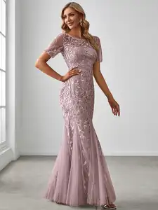 Элегантное вечернее платье, тюлевые платья с блестками и принтом «рыбий хвост», модель 2023 года