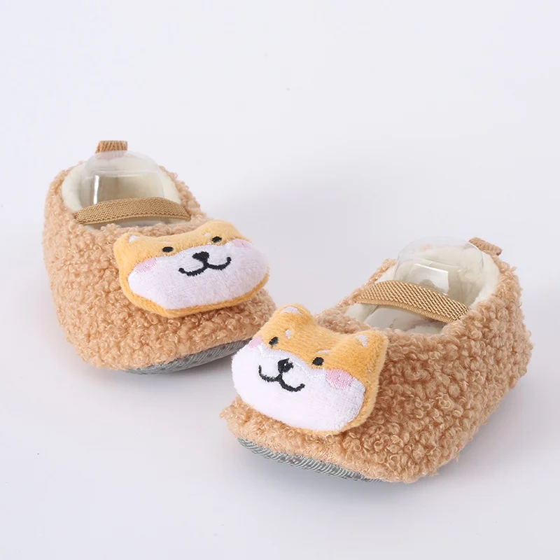 신생아 귀여운 코튼 신발, 부드러운 밑창, 미끄럼 방지 유아 부츠, 베이비 부츠, 만화 동물 울, 따뜻한 플러시 스노우 부츠, 겨울 